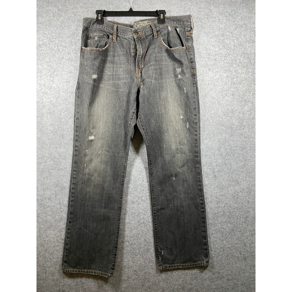 Vintage Old Navy Mens Authentic LowRise StraightJeans FadedBlack Distressed38x34